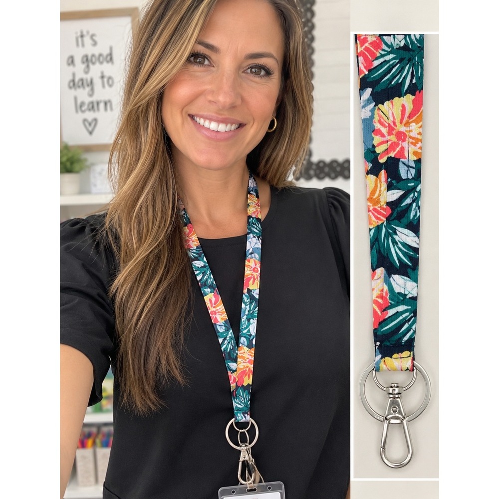 Vera Bradley Happy Blooms Breakaway Lanyard Floral Neck Strap 12476-V46 NEW